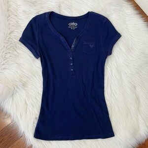 Vintage Y2K blue henley top 💙 by Justice
